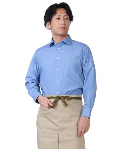 GH7016-3 サックス L 長袖シャツ 男女兼用 ブロード 飲食店 ユニフォーム