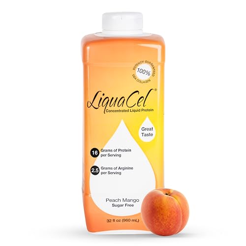 LiquaCel Concentrated Liquid Protein, Peach Mango Flavor, Ready-to-Drink, 16g Hydrolyzed Collagen