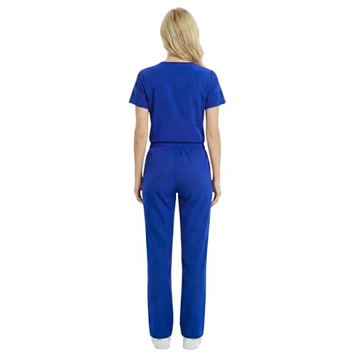 M&M SCRUBS Women’s Scrub Set Y-Neck Top & Straight Leg Pants | Soft Stretch Medical Uniform XS–3X (True Royal Blue, Large) by M&M SCRUBS - Image 6