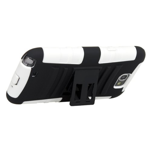 Galaxy Note 2 Case, Isee Case (Tm) Samsung Galaxy Note 2 Ii N7100 Dual Layer Hybrid Kickstand Holster Case With Locking Belt Swivel Clip (Note2-King Holster Black On White) #TOP5