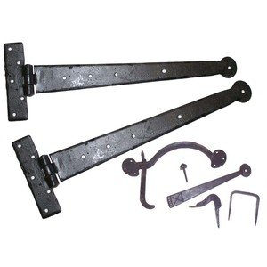 OriginalForgery Un par de 15 "T bisagras y Suffolk/Pulgar pestillo en Hierro Forjado Beeswaxed