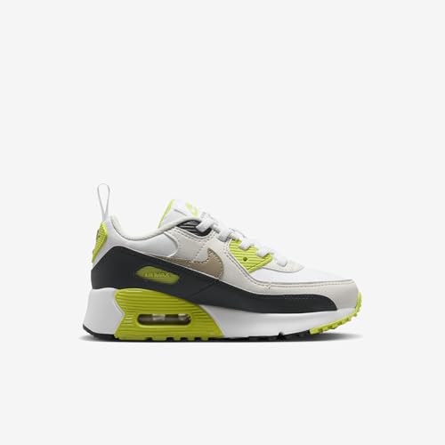Nike Air Max 90 EasyOn Little Kids' Shoes (HF6357-103, White/Cyber/Dark Smoke Grey/Khaki) Size 93
