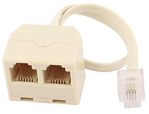 Eatech RJ11 6P4C 1 in-Line to 2-Way Outlet Splitter Adapter Converter Cable for Telephone Phone Line (Beige)-image-42