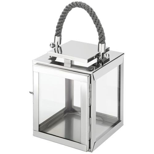 Fink tragebare Edelstahl Laterne 23 cm Windlicht für Stumpenkerzen oder...