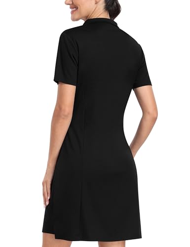 MoFiz Short Sleeve Polo Dresses with Stand-Collar for Women Comfy Sports Casual Dress Female Tennis Wear3