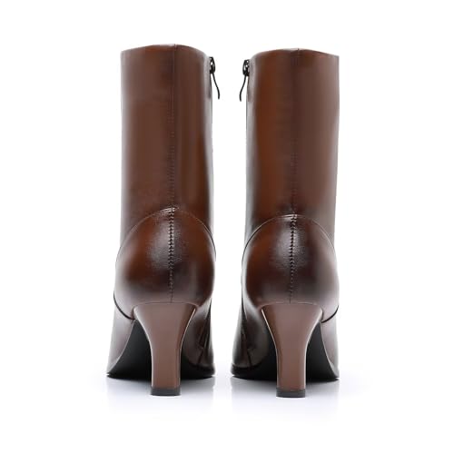 Ankle Boots for Women Pointd Toe Leather Stiletto Heel Booties Shoes2