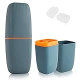 GQZ Travel Toothbrush Container Case, Portable Toothbrush Holder, High-Capacity Multifunction Toothbrush Toothpaste Storage Cup with 2PCS...