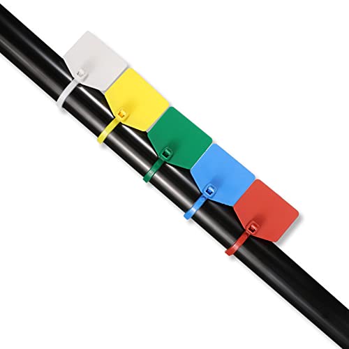 Image of Waterproof Shipping Tags - Self Locking Nylon Writable Marker Ties for Luggage Identification, Plastic Straps Label Mark, Seal Zip Tie for Labeling - 100pcs (Green)