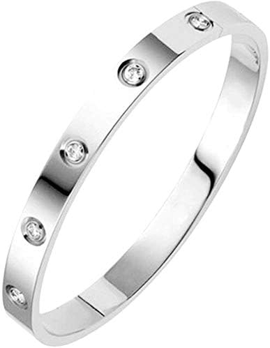 Jude Jewelers Classical Plain Stainless Steel Cubic Zircon Filled Bangle Bracelet