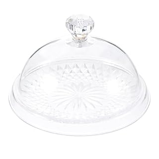 Luxshiny Round Cake Holder with Dome, Plastic Cake Stand with Cover Dessert Table Display Serving Plate with Lid for Party, Entertaining, Bakery Pastries Display (20cm X 15cm)
