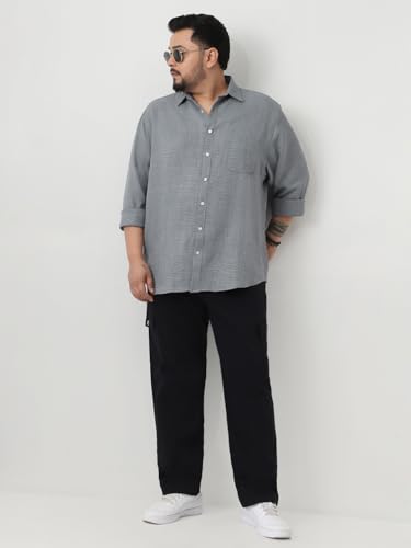 Image of Urbano Plus Men's Linen Blend Full Sleeve Relaxed Fit Casual Solid Shirt