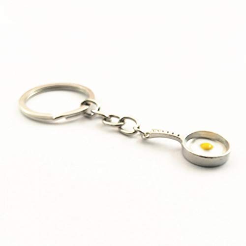 Preisvergleich Produktbild HGFJG 1 Stück Antike Silberne Süße Pfannen Spiegeleier Charms Anhänger Schlüsselbund Bratpfanne Schlüsselbund