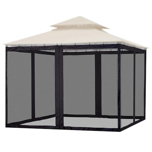 Gazebo Mosquitoes Netting, 9x11x8Ft Retractable Folding Gazebo Screen Panels with