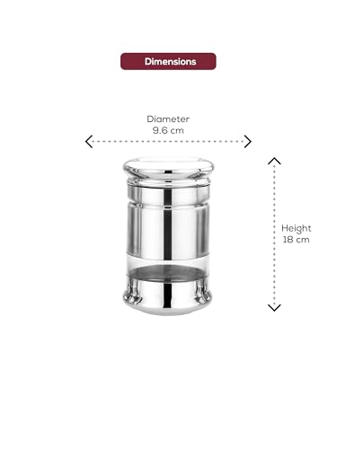 Image of Multipurpose Stainless Steel see through Transparent Kitchen Storage Jars | Set of 2Pcs | Steel Matte | 1000 ML
