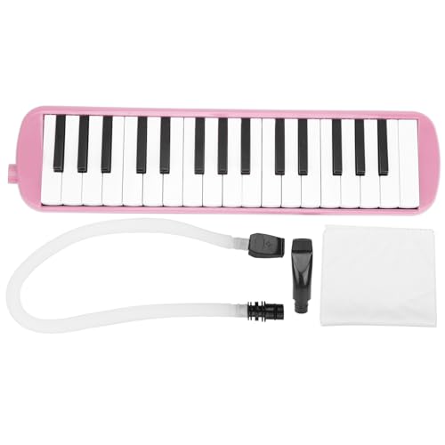 Alomejor Melodica 32 Key Wind Musical Instrument with Beautiful Sound Compact Design and Cornet Mouthpiece for Beginner Practice Bag (Pink)