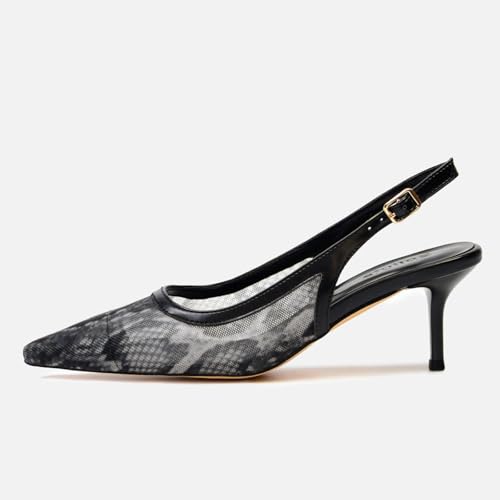 Image of Mesh Kitten Heels for Women Slingback Design with Pointed Toe Breathable and Stylish Elegant Low Heel for Comfort