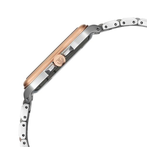 Image of Titan Classique sleekfit with Quartz Analog 2 Hands + Date@3H Silverwhite Dial Silver+Rose Gold Stainless Steel Strap Watch for Men - 90260KM01