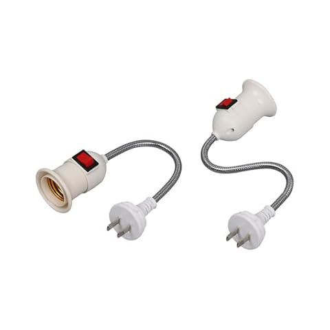 YCSSSD Plug in Light Bulb Socket E27E26 Light Socket to Plug Adapter Extender Outdoor Flexible Neck Extension Lamp Bulb Holder Converter with Independent Switch Control.(1PACK) Cover