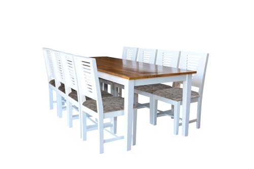 Image of Dining Table 8 Seater with 8 Chair and 1 Table, Sheesham Wood Dining Chairs Set of 8, Wooden Dining Set 8 Seater for Hotel Kitchen Restaurant 8 Seater Dining Table Set