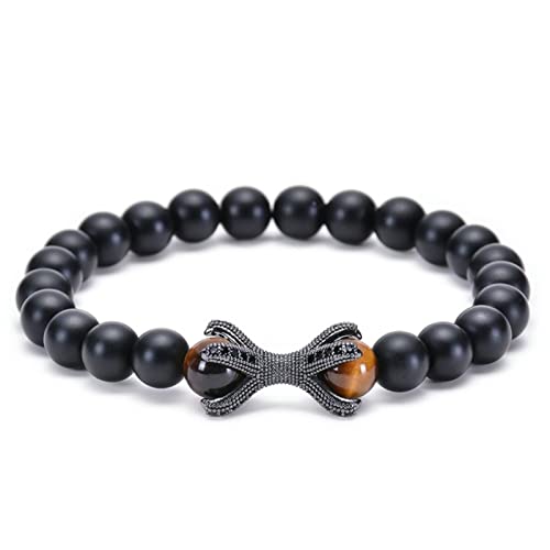 Bracelet de perle pour femmes et hommes en pierre noire de 8 mm