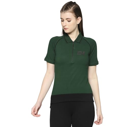 Image of Being Human Blue Slim Fit Polo Collar Short Sleeves Cotton Women's T-Shirt Clothing