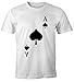 Produktbild MoonWorks® Herren T-Shirt Kartenspiel Kostüm Spielkarten Gruppenkostüm Karten Fasching Karneval Faschingsshirt Pik Ass weiß L