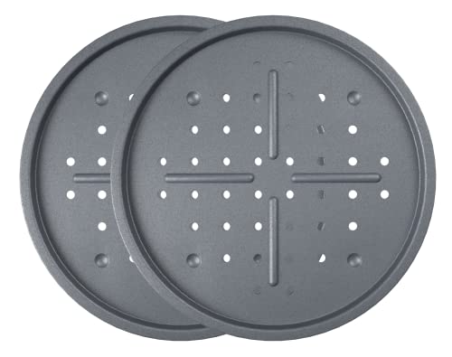 KITCHENEUR® - Lot de 2 plaques de cuisson perforées de 33,5 cm - Avec trous - Antiadhésif - Passe au lave-vaisselle et facile à nettoyer Cover