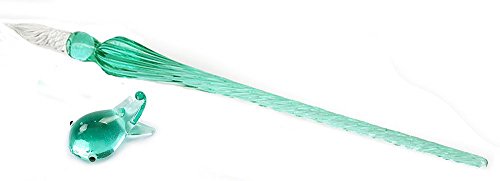 2pcs Glass Dip Pen Handmade Glass Signature Pen Elegant Crystal Dip Sign Gift Pen with Whale Penholder-9 Colors