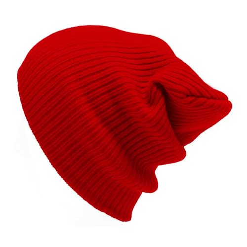 ATEK Slouchy Beanie Winter Hat - Comfortable Stretchy Women Beanie Hat–Slouch Beanie Perfect for Casual and Outdoor Wear (UK, Alpha, One Size, Red)
