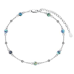 HPQQ Anklet Bracelet for Women 925 Sterling Silver Natural Stone Chain Bead Ankle Bracelet Beach Summer Fine Jewelry Mothers Day Birthday Gifts for Women Mom Wife