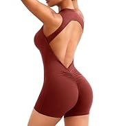 YEOREO Backless Workout Jumpsuits Women One Piece Sleeveless Jumpsuit with Pads Tessia Scrunch Bu...