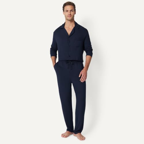 Image of Amazon Essentials x Sofia Grainge Men's Long Sleeve Relaxed Fit Breathable Modal Jersey Pajama Set, Loungewear