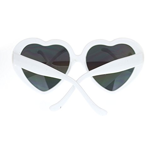 Womens Mirrored Rusta Mirror Lens Plastic Frame Heart Shape Sunglasses (White) #TOP4