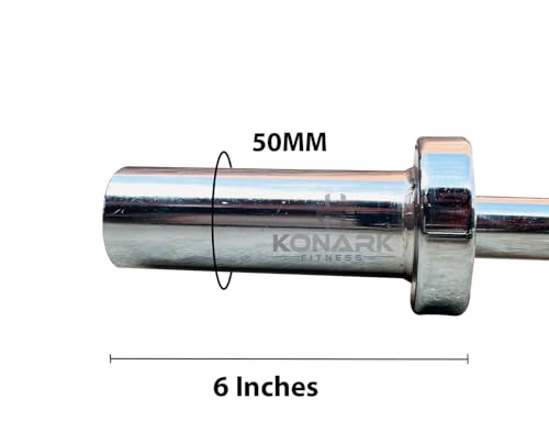 Image of Konark Fitness 3 Feet Curling Olympic Barbell /Rod Heavy Weight Lifting Training Knurled Grip for Gym Workout (28 mm Internal Dia AND 50mm Outer Dia) with Two Springs Collar (3 Feet Curling /EZ)