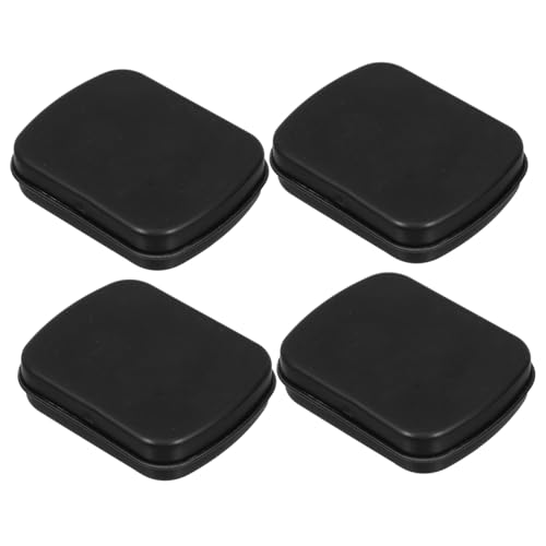 TOPPERFUN 4 Piezas Caja de hierro con tapa bote de almacenamiento compacto caja de lata portátil mini latas con tapas caja de lata de almacenamiento vacía hojalata Black