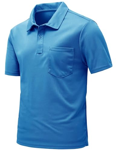 Image of Rdruko Men's Polo Shirts Short Sleeve Quick Dry Outdoor Golf Sports Shirts with Pocket