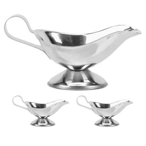 DEARMAMY 3 Stück Saucieren aus Edelstahl, Soßenkrüge, 85 Ml, Sahnekännchen zum Servieren von Soße, Sirup, Salatdressing, Milch, Ahornsirup