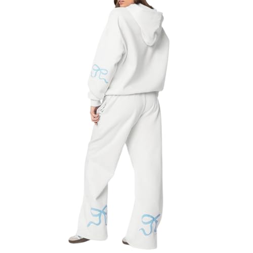 UITENBV Bow Sweatsuits for Women Two Piece Tracksuit Graphic Oversized