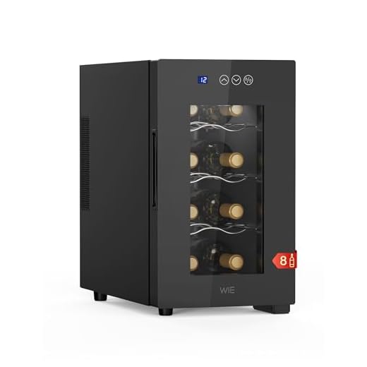 WIE Weinkühlschrank 8 Flasche Getränkekühlschrank 23L Weinschrank Klein 5-18°C Wein-Kühlschrank mit Glastür Vollglas-Designtür LED Touchpanel Anti-UV Mini Wine Fridge