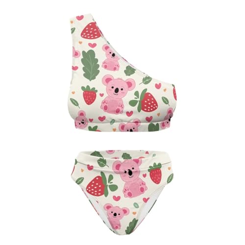 Pugasmiru Biquíni de cintura alta de um ombro só, duas peças, cobertura total, frente única e parte