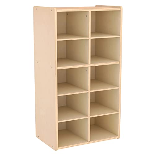 Ecr4Kids Streamline 10 Cubby Tray Storage Cabinet, 5X2, Classroom Furniture, Natural #TOP10