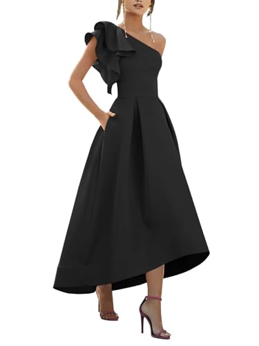 Bedlover One Shoulder Satin Mother of Bride Dresses 2025 High-Low Ruffle Formal Evening Party Gowns