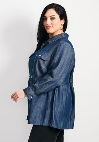 Women's Plus Size Denim Tiered Shirt3