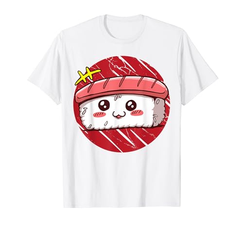 Felice Sushi Anime Kawaii Cibo Giapponese Foodie Cucina Asiatica Maglietta
