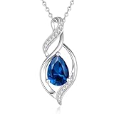 FANCIME Double Twist Infinity Birthstone Chain for Women 925 Sterling Silver Infinity Drop Birthstone Pendant Necklace Jewellery Gifts for Women Girls Chain Length: 40 + 5 cm, Cubic Zirconia, Topaz