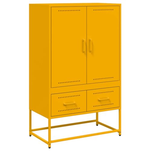 vidaXL Aparador Acero Amarillo Mostaza 68x39x111,5 cm, Armario Auxiliar, Mueble de almacenaje de Cocina, Armario de Pasillo, aparador de Comedor
