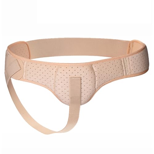 鼠径ヘルニア サポーター、ヘルニアサポーター 男女兼用、加圧パッドと調節可能なウエストストラップ付き、左右の鼠径部にフィット (M/L/XL)(Beige,L)