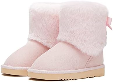 Weestep Girls Toddler Little Kid Warm Fur Winter Ankle Flat Snow Boot(6 Toddler, Fur Pink)
