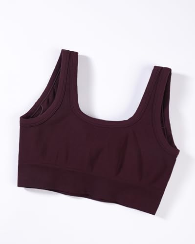 Image of AUROLA Power Womens Square Back Basic Sports Bra - Square Neck Padded Low Impact Yoga Bra Workout Crop Top
