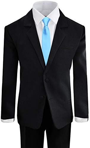 Black n Bianco Boys' Formal Black Suit with Shirt and Vest